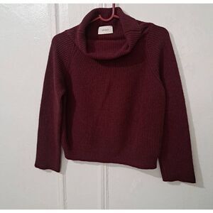 Vicolo womens small ITALIAN CASHMERE ANGORA cowl neck sweater WINE CRANBERRY